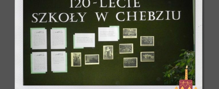 Powiększ obraz: Zdjęcie z napisem 1895 - 2015 120-lecie szkoły w Chebziu